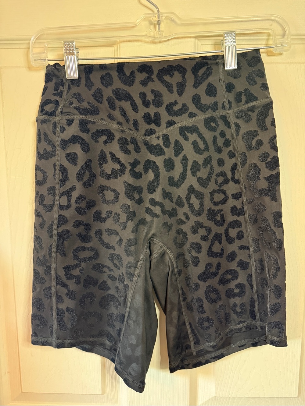 Balance Athletica High-Waist Black Leopard Print Women's Bike Shorts Size Small